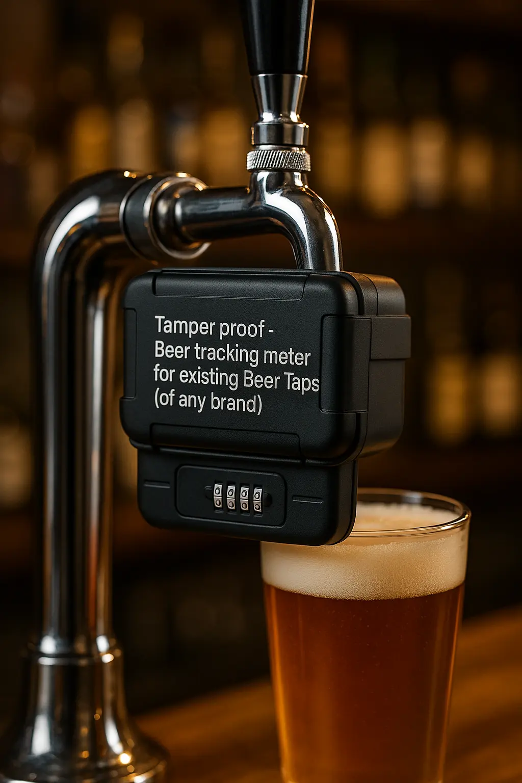 Tamper proof -Beer tracking meter for existing Beer Taps ( of any brand )